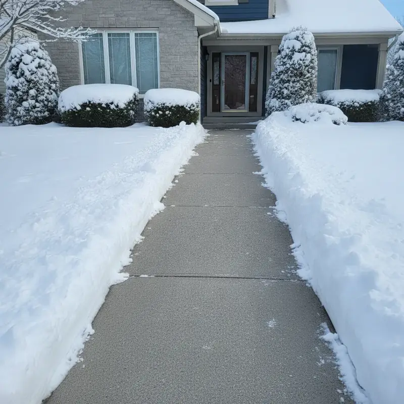 Freshly shoveled walkway and sidewalk in Guelph winter